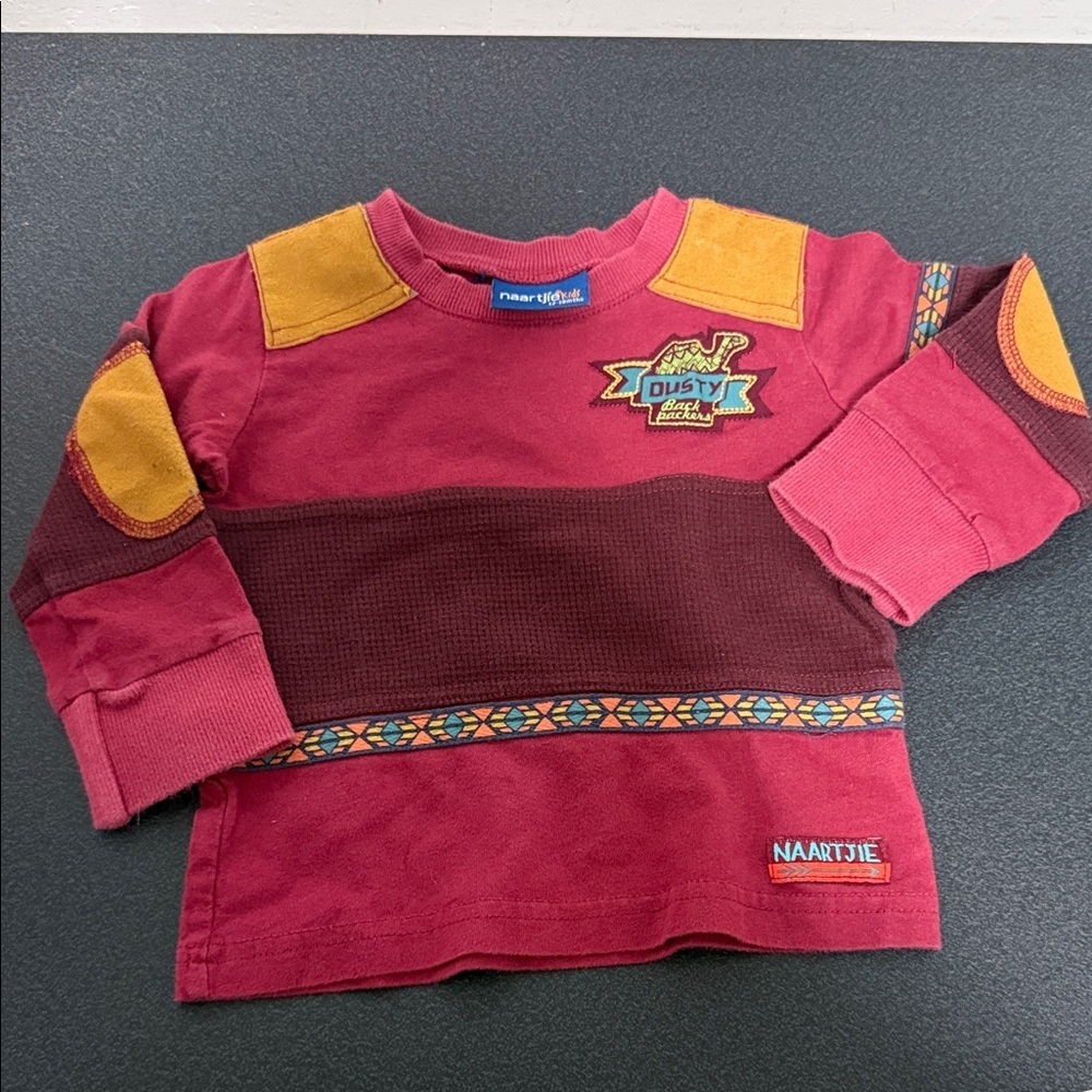 naartjie Red and Mustard Patchwork Long Sleeve Top 2014